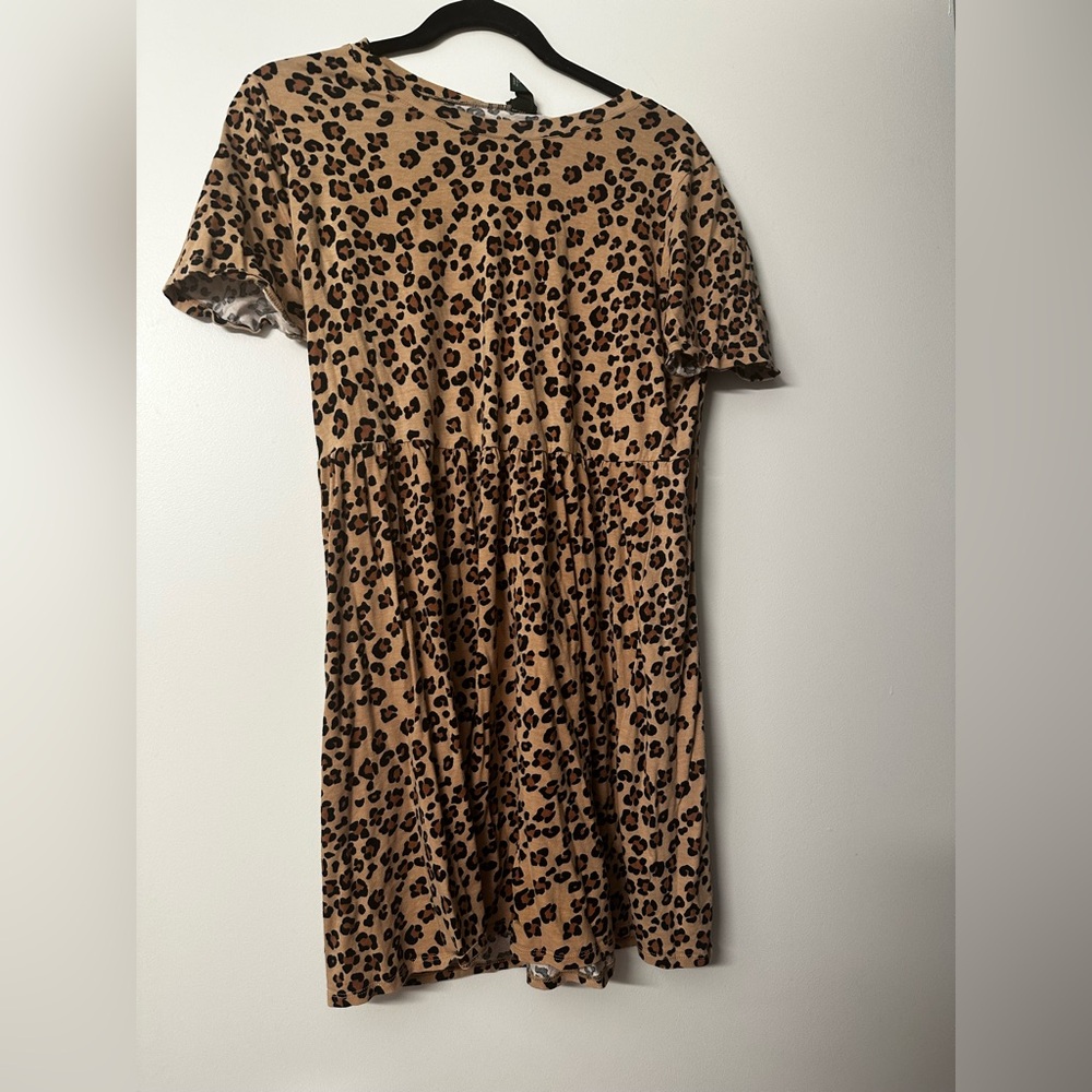 Leopard Print Tan babydoll Dress wild fable